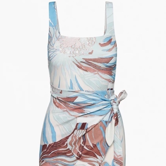 Aritzia Wilfred New Saturn Mini Dress Blue/Brown Floral - Picture 1 of 3